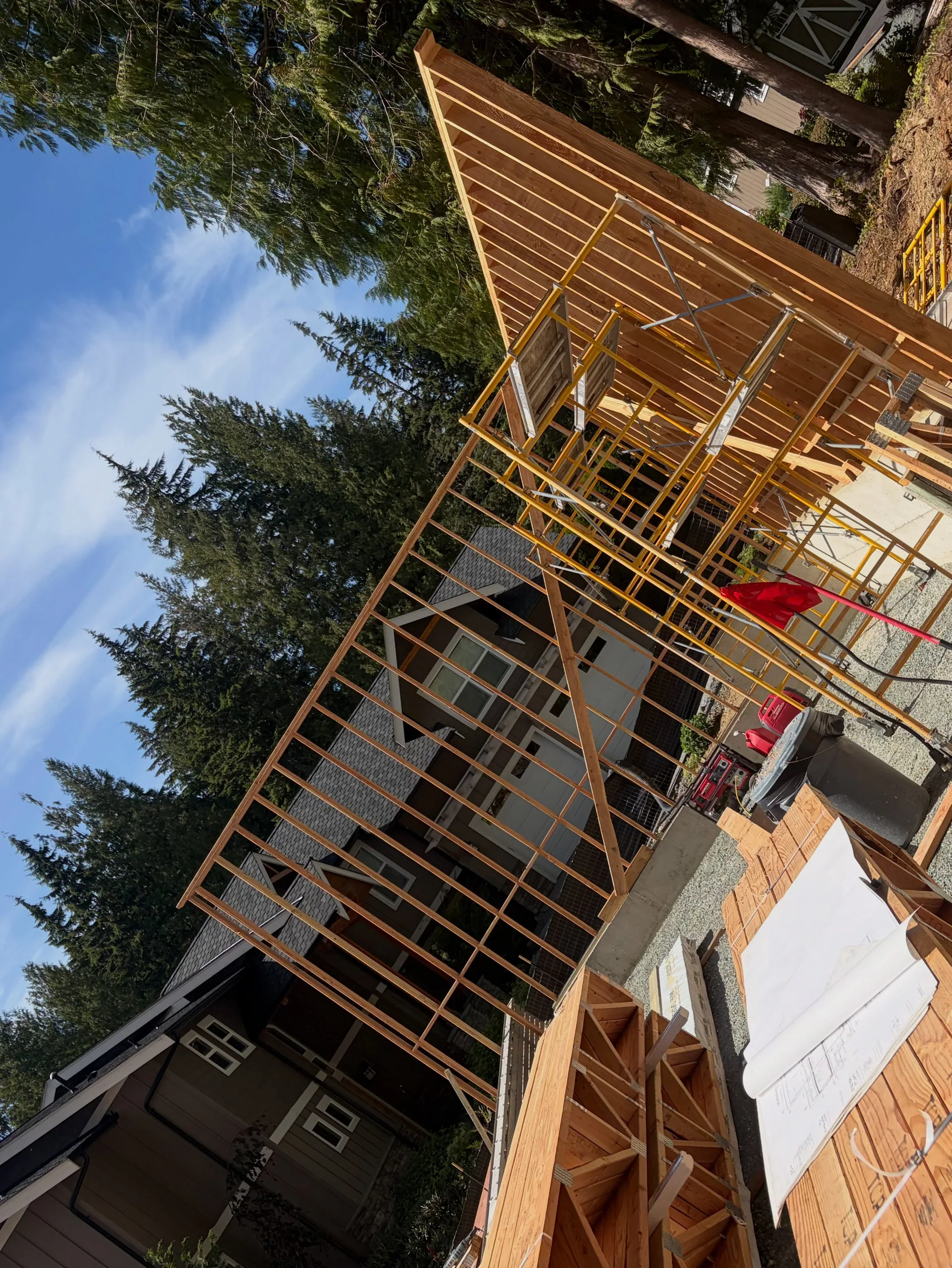 Deck framing rafters scaffolding