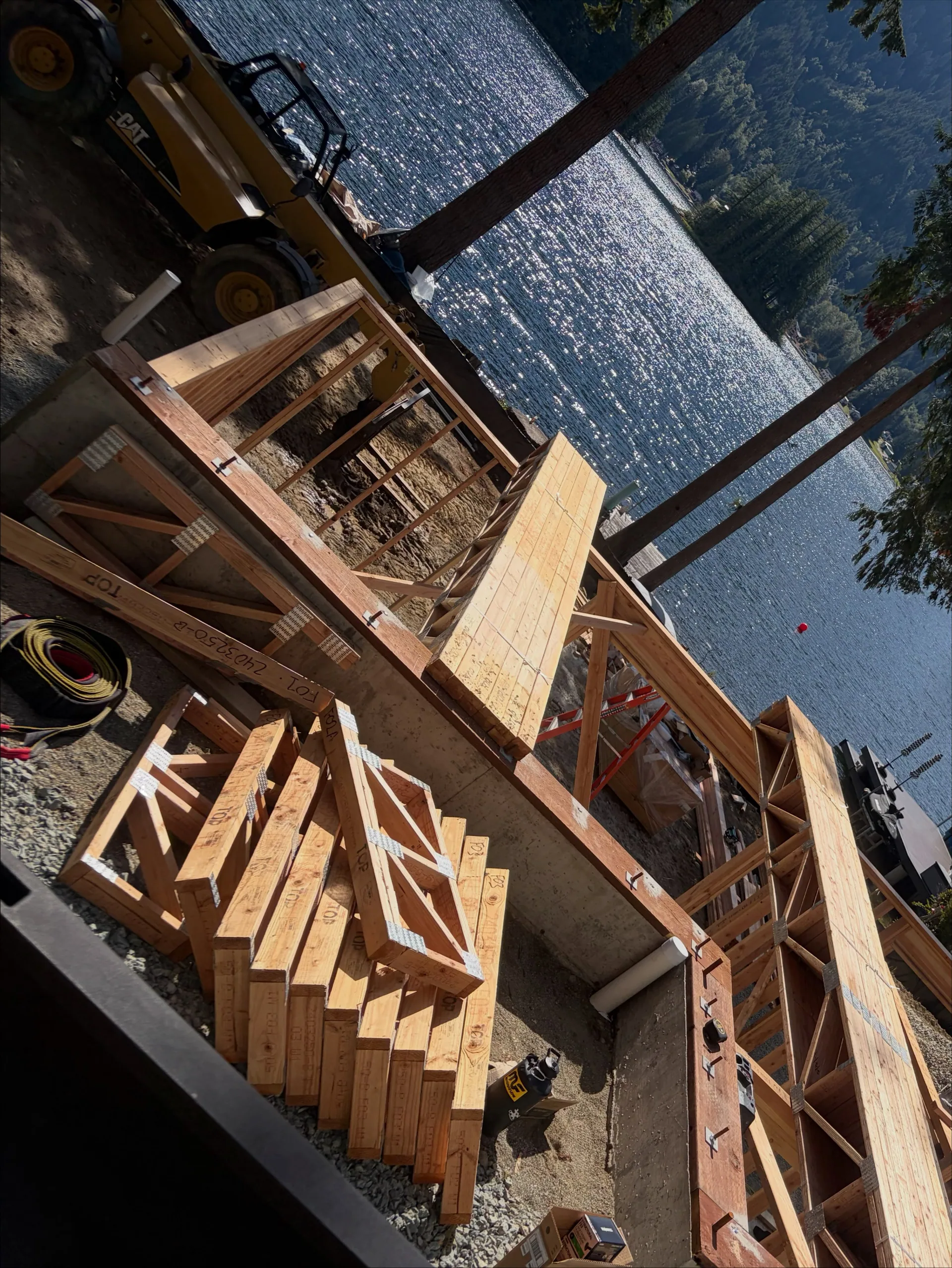 Floor truss framing lakefront build